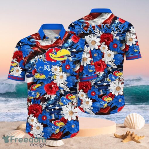 NCAA Kansas Jayhawks Design Logo Gift For Fan Independence Day Hawaii Shirt Full Over Print Product Photo 1