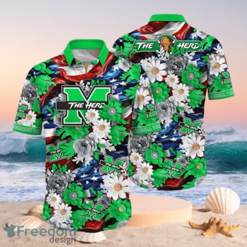 NCAA Marshall Thundering Herd Design Logo Gift For Fan Independence Day Hawaii Shirt Full Over Print Product Photo 1