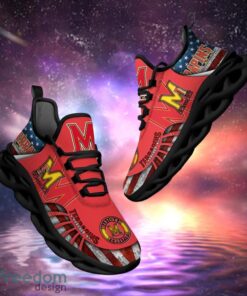 NCAA Maryland Terrapins Design Logo & America Flag Gift For Fans Max Shoes