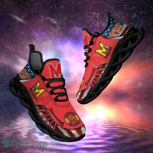 NCAA Maryland Terrapins Design Logo & America Flag Gift For Fans Max Shoes Product Photo 1