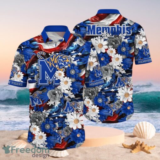 NCAA Memphis Tigers Design Logo Gift For Fan Independence Day Hawaii Shirt Full Over Print Product Photo 1