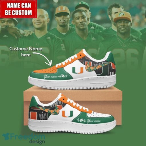 NCAA Miami Hurricanes Air Force Sneakers AF1 Personalized Name Special Gift Product Photo 1