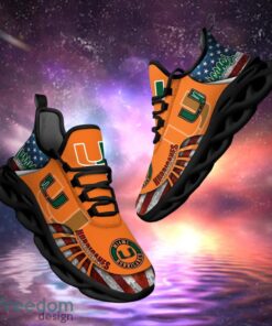 NCAA Miami Hurricanes Design Logo & America Flag Gift For Fans Max Shoes