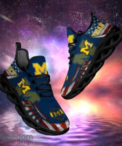 NCAA Michigan Wolverines Design Logo & America Flag Gift For Fans Max Shoes