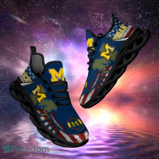 NCAA Michigan Wolverines Design Logo & America Flag Gift For Fans Max Shoes Product Photo 1