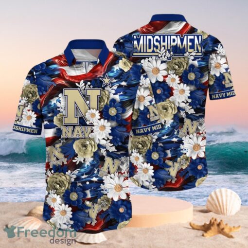 NCAA Navy Midshipmen Design Logo Gift For Fan Independence Day Hawaii Shirt Full Over Print Product Photo 1