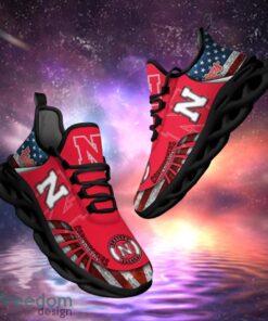 NCAA Nebraska Cornhuskers Design Logo & America Flag Gift For Fans Max Shoes