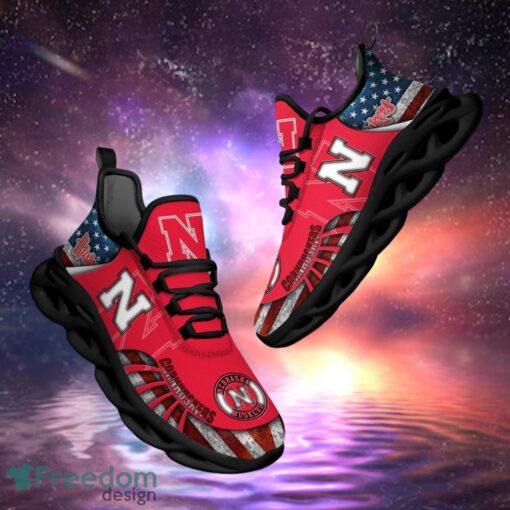 NCAA Nebraska Cornhuskers Design Logo & America Flag Gift For Fans Max Shoes Product Photo 1