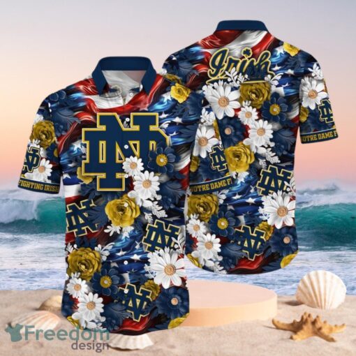 NCAA Notre Dame Fighting Irish Design Logo Gift For Fan Independence Day Hawaii Shirt Full Over Print Product Photo 1