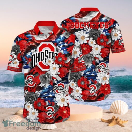 NCAA Ohio State Buckeyes Design Logo Gift For Fan Independence Day Hawaii Shirt Full Over Print Product Photo 1