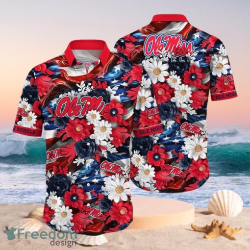 NCAA Ole Miss Rebels Design Logo Gift For Fan Independence Day Hawaii Shirt Full Over Print Product Photo 1