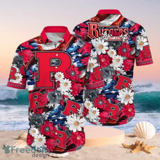 NCAA Rutgers Scarlet Knights Design Logo Gift For Fan Independence Day Hawaii Shirt Full Over Print Product Photo 1