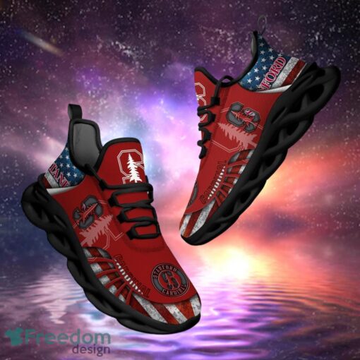 NCAA Stanford Cardinal Design Logo & America Flag Gift For Fans Max Shoes Product Photo 1