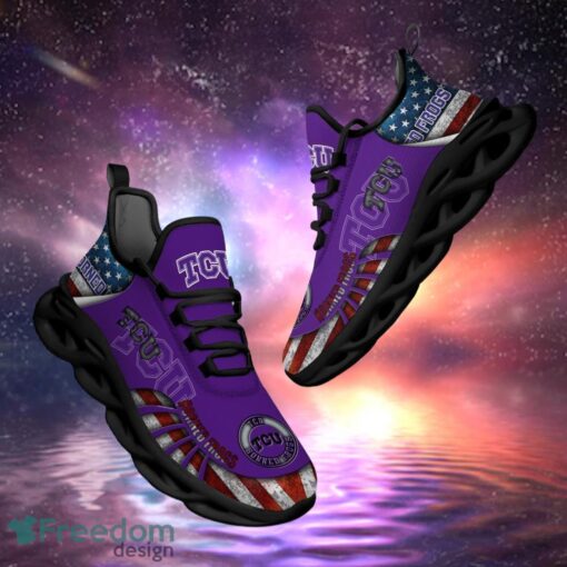 NCAA TCU Horned Frogs Design Logo & America Flag Gift For Fans Max Shoes Product Photo 1