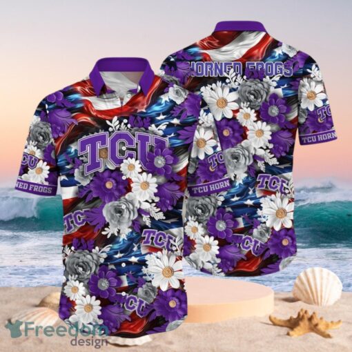 NCAA TCU Horned Frogs Design Logo Gift For Fan Independence Day Hawaii Shirt Full Over Print Product Photo 1