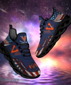 NCAA Virginia Cavaliers Design Logo & America Flag Gift For Fans Max Shoes