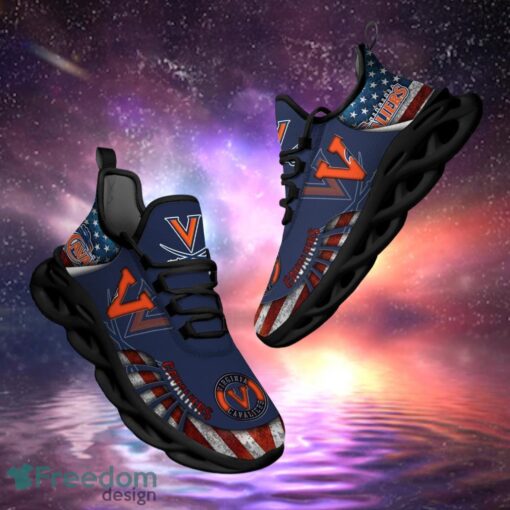 NCAA Virginia Cavaliers Design Logo & America Flag Gift For Fans Max Shoes Product Photo 1