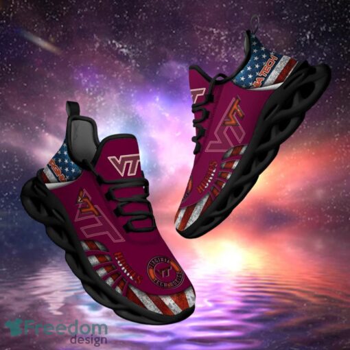 NCAA Virginia Tech Hokies Design Logo & America Flag Gift For Fans Max Shoes Product Photo 1