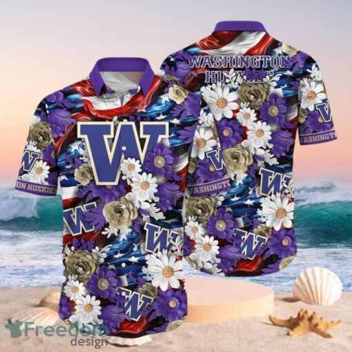 NCAA Washington Huskies Design Logo Gift For Fan Independence Day Hawaii Shirt Full Over Print Product Photo 1