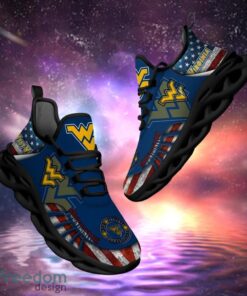 NCAA West Virginia Mountaineers Design Logo & America Flag Gift For Fans Max Shoes