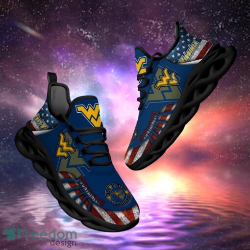 NCAA West Virginia Mountaineers Design Logo & America Flag Gift For Fans Max Shoes Product Photo 1