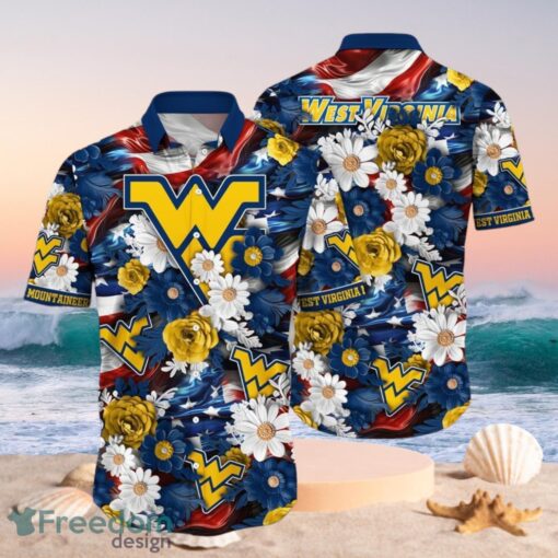 NCAA West Virginia Mountaineers Design Logo Gift For Fan Independence Day Hawaii Shirt Full Over Print Product Photo 1