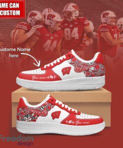 NCAA Wisconsin Badgers Air Force Sneakers AF1 Personalized Name Special Gift