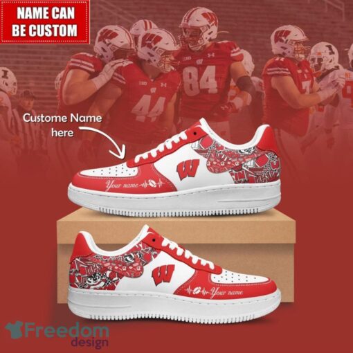 NCAA Wisconsin Badgers Air Force Sneakers AF1 Personalized Name Special Gift Product Photo 1