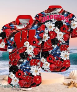 NCAA Wisconsin Badgers Design Logo Gift For Fan Independence Day Hawaii Shirt Full Over Print