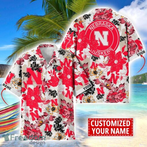 Nebraska Cornhuskers Aloha 3D Hawaiian Shirt Flower Sport Team Beach Shirt Custom Name Product Photo 1