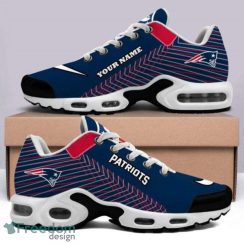 New England Patriots Custom Name Navy Striped Pattern Air Cushion Sneakers Product Photo 1