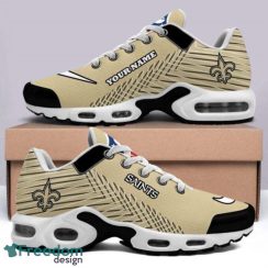 New Orleans Saints Custom Name Cream Striped Pattern Air Cushion Sneakers