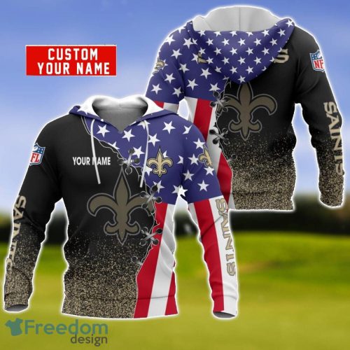 New Orleans Saints US Flag 3D Hoodie For Sport Fans Custom Name Product Photo 1