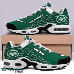 New York Jets Custom Name NFL Logo Striped Pattern Air Cushion Sneakers Product Photo 1