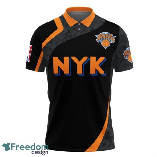 New York Knicks Style NBA Basketball Team Black 3D Polo Shirt Product Photo 2