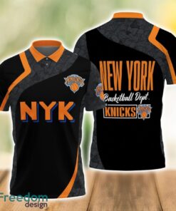 New York Knicks Style NBA Basketball Team Black 3D Polo Shirt Product Photo 1