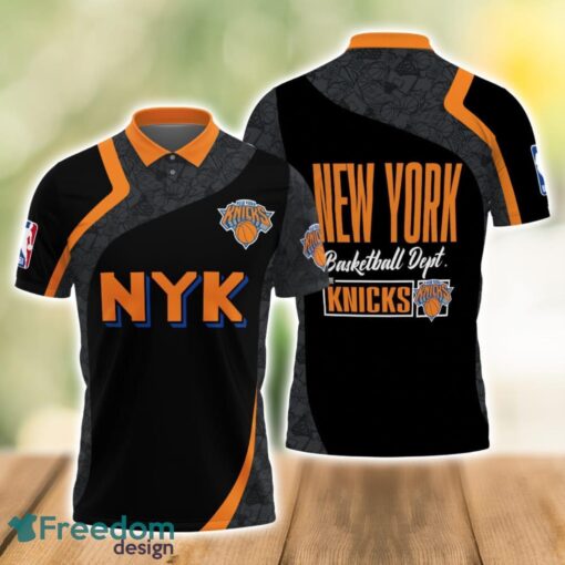 New York Knicks Style NBA Basketball Team Black 3D Polo Shirt Product Photo 1