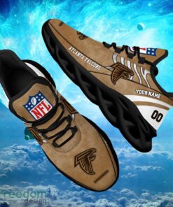 NFL Atlanta Falcons Logo Design Background Brown Gift Shoes For Fans Custom Name And Number Max Shoes