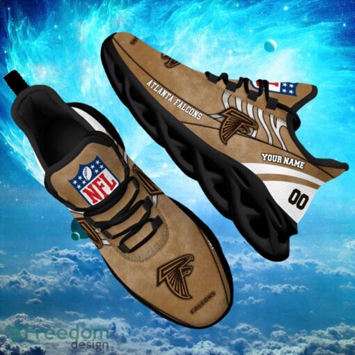 NFL Atlanta Falcons Logo Design Background Brown Gift Shoes For Fans Custom Name And Number Max Shoes Product Photo 1