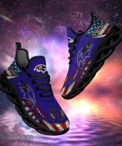 NFL Baltimore Ravens Design Logo & America Flag Gift For Fans Max Shoes