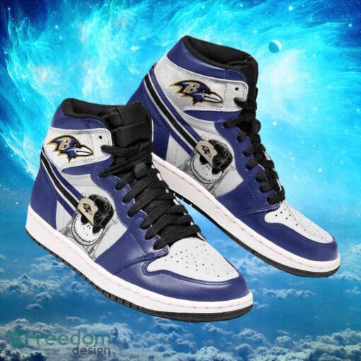 NFL Baltimore Ravens Jack Skellington Printing Air Jordan Hightop Shoes Product Photo 1