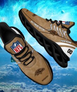 NFL Baltimore Ravens Logo Design Background Brown Gift Shoes For Fans Custom Name And Number Max Shoes