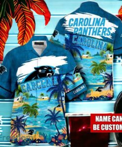 NFL Carolina Panthers Logo Fans Love Custom Your Name Hawaiian Shirt Full Over Print