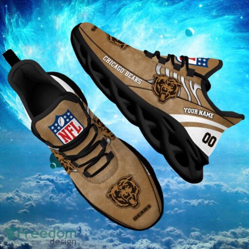 NFL Chicago Bears Logo Design Background Brown Gift Shoes For Fans Custom Name And Number Max Shoes Product Photo 1