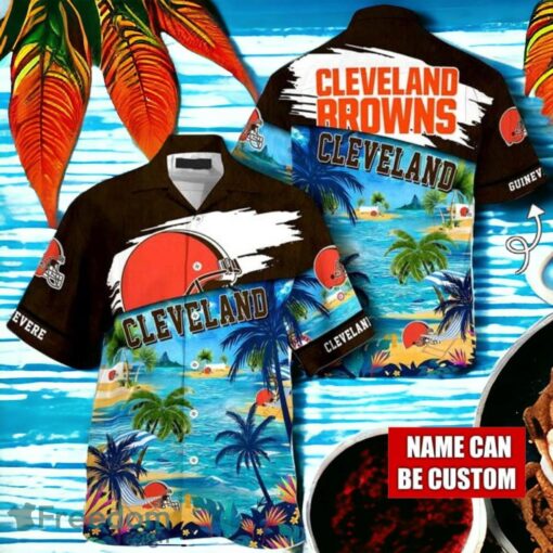 NFL Cleveland Browns Logo Fans Love Custom Your Name Hawaiian Shirt Full Over Print Product Photo 1