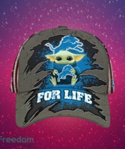 NFL Detroit Lions Logo Design Baby Yoda For Life Gifts For Fans Full Over Print Cap