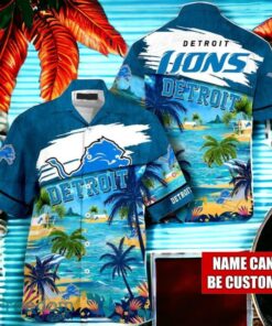 NFL Detroit Lions Logo Fans Love Custom Your Name Hawaiian Shirt Full Over Print