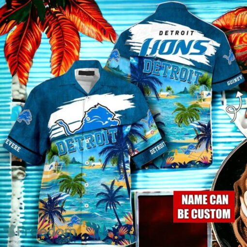 NFL Detroit Lions Logo Fans Love Custom Your Name Hawaiian Shirt Full Over Print Product Photo 1