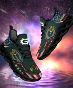 NFL Green Bay Packers Design Logo & America Flag Gift For Fans Max Shoes