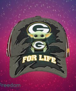 NFL Green Bay Packers Logo Design Baby Yoda For Life Gifts For Fans Full Over Print Cap